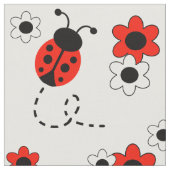 Red Ladybug Lady Bug Floral White Blume Stoff (Nahaufnahme)