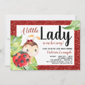Red Ladybug Little Lady Baby Dusche Einladung (Vorderseite)