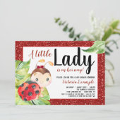 Red Ladybug Little Lady Baby Dusche Einladung (Stehend Vorderseite)