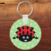 Red Ladybug mit Blume Schlüsselanhänger (Vorderseite)