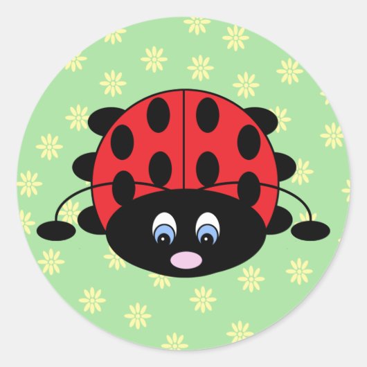 Red Ladybug mit Blume Stickers (Vorderseite)