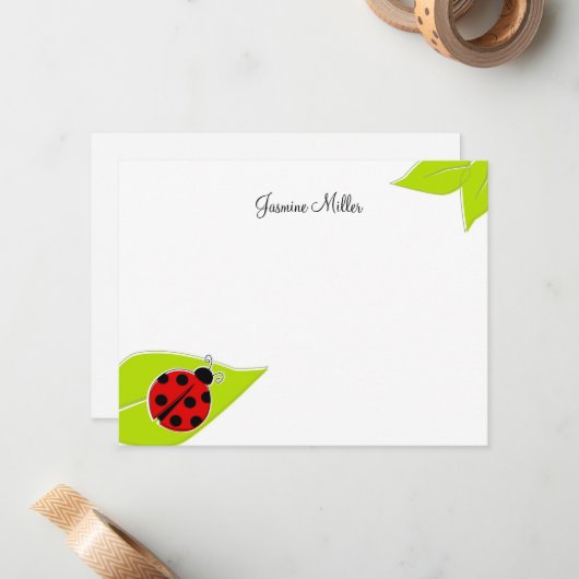 Red Ladybug Mitteilungskarten (Vorderseite/Rückseite Beispiel)