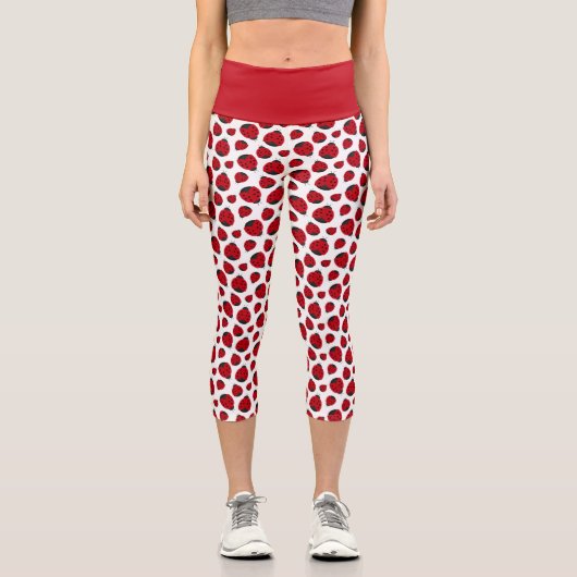 Red Ladybug Pattern Capri Leggings (Vorderseite)