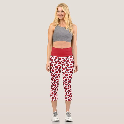 Red Ladybug Pattern Capri Leggings (Vorderseite)