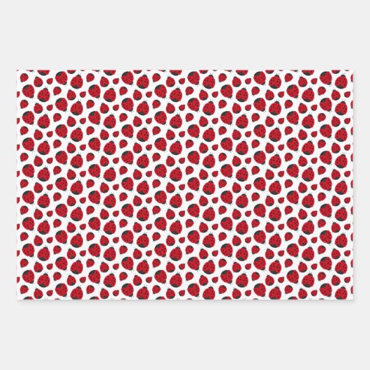 Red Ladybug Pattern Geschenkpapier Set (Vorderseite)