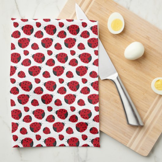 Red Ladybug Pattern Geschirrtuch (Viertel Falte)
