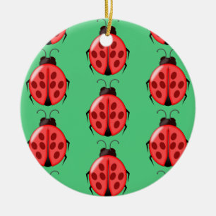 Red Ladybug Pattern Keramik Ornament