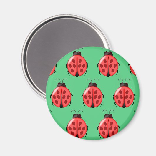 Red Ladybug Pattern Magnet (Vorderseite/Rückseite)