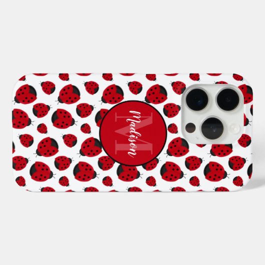 Red Ladybug Pattern Personalisiert Case-Mate iPhone Hülle (Rückseite (Horizontal))