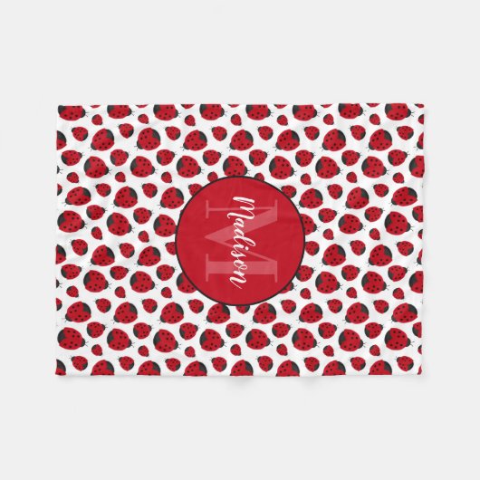 Red Ladybug Pattern Personalisiert Girl Fleecedecke (Vorderseite (Horizontal))