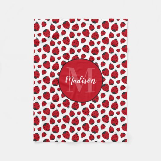 Red Ladybug Pattern Personalisiert Girl Fleecedecke (Vorderseite)