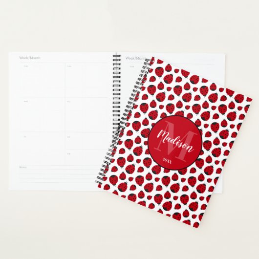Red Ladybug Pattern Personalisiert Planer (Anzeige)