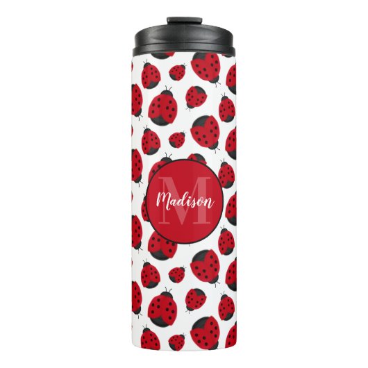Red Ladybug Pattern Personalisiert Thermosbecher (Vorderseite)