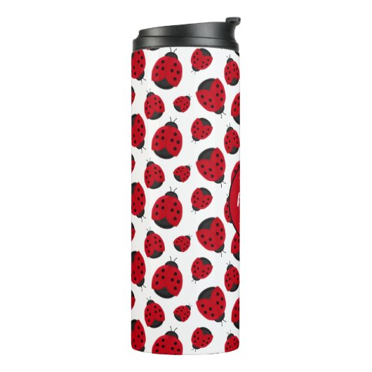 Red Ladybug Pattern Personalisiert Thermosbecher (Nach links gedreht)