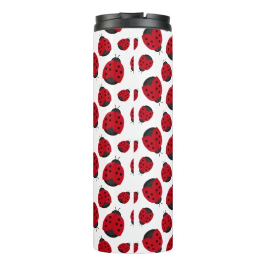 Red Ladybug Pattern Personalisiert Thermosbecher (Rückseite)
