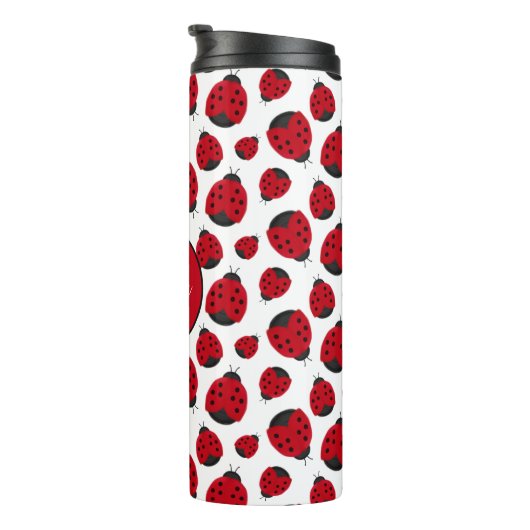 Red Ladybug Pattern Personalisiert Thermosbecher (Nach rechts gedreht)