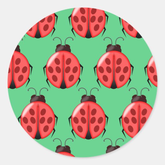 Red Ladybug Pattern Runder Aufkleber (Vorderseite)