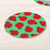 Red Ladybug Pattern Runder Pappuntersetzer (Angewinkelt)