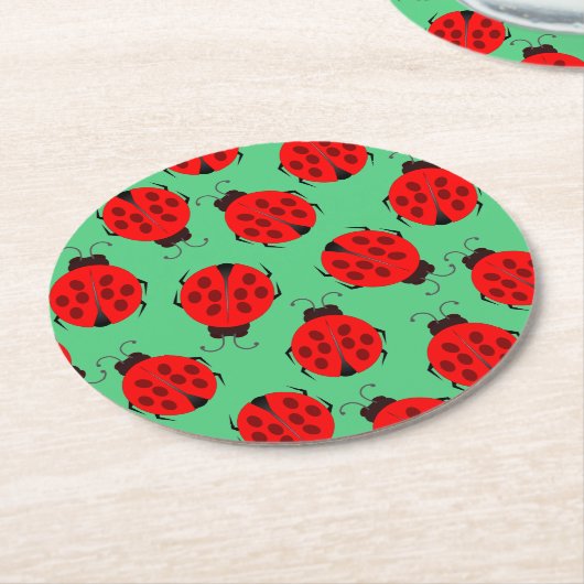 Red Ladybug Pattern Runder Pappuntersetzer (Angewinkelt)