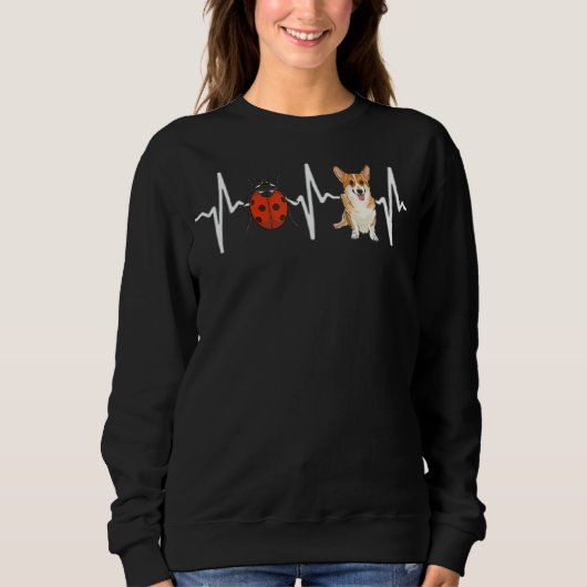 Red Ladybug Pembroke Welsh Corgi Heartbeat Dog Sweatshirt (Vorderseite)