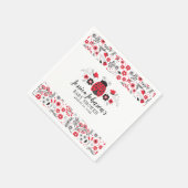 Red Ladybug Personalisiert Girl Floral Baby Dusche Serviette (Ecke)