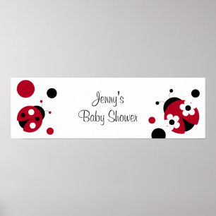 Red Ladybug Polka Dot Baby Dusche Banner Zeichen Poster