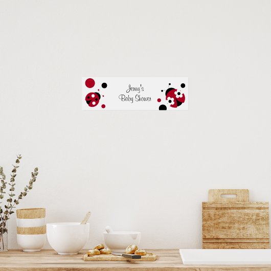 Red Ladybug Polka Dot Baby Dusche Banner Zeichen Poster (Küche)