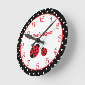 Red Ladybug Polka Dot Kinderzimmer Girls Wall Cloc Runde Wanduhr (Winkel)