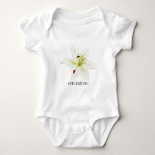 Red Ladybug Rosa Lily Blume individuelle Name Baby Strampler