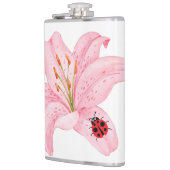 Red Ladybug Rosa Lily Blume individuelle Name Flachmann (Links)