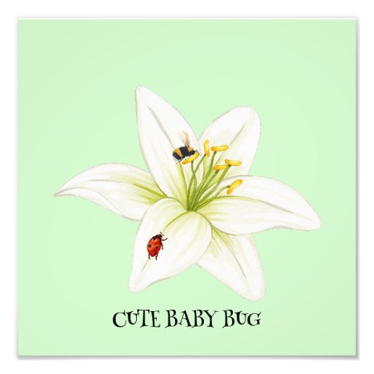 Red Ladybug Rosa Lily Blume individuelle Name Fotodruck (Vorne)