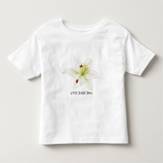 Red Ladybug Rosa Lily Blume individuelle Name Kleinkind T-shirt (Vorderseite)