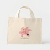 Red Ladybug Rosa Lily Blume individuelle Name Mini Stoffbeutel (Vorne)