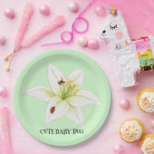 Red Ladybug Rosa Lily Blume individuelle Name Pappteller (Party)