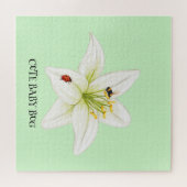 Red Ladybug Rosa Lily Blume individuelle Name Puzzle (Horizontal)