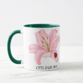 Red Ladybug Rosa Lily Blume individuelle Name Tasse (Links)