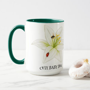 Red Ladybug Rosa Lily Blume individuelle Name Tasse