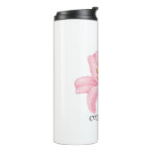 Red Ladybug Rosa Lily Blume individuelle Name Thermosbecher (Nach links gedreht)