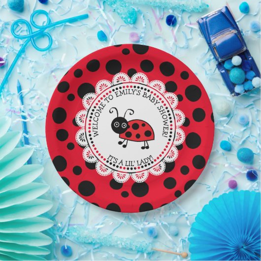 Red Ladybug Themed Baby Dusche Pappteller (Party)