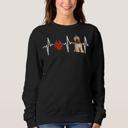 Red Ladybug Tibetan Terrier Heartbeat Dog Sweatshirt (Vorderseite)
