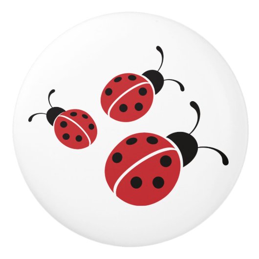 Red Ladybug Trio Keramikknauf (Vorderseite)