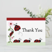 Red Ladybug und Blume Baby Dusche Danke Karte (Stehend Vorderseite)