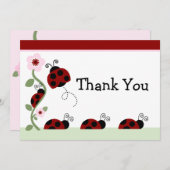 Red Ladybug und Blume Baby Dusche Danke Karte (Vorne/Hinten)