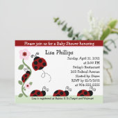 Red Ladybug und Blume Kinderdusche Einladung (Stehend Vorderseite)