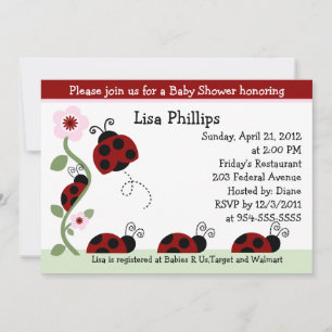 Red Ladybug und Blume Kinderdusche Einladung
