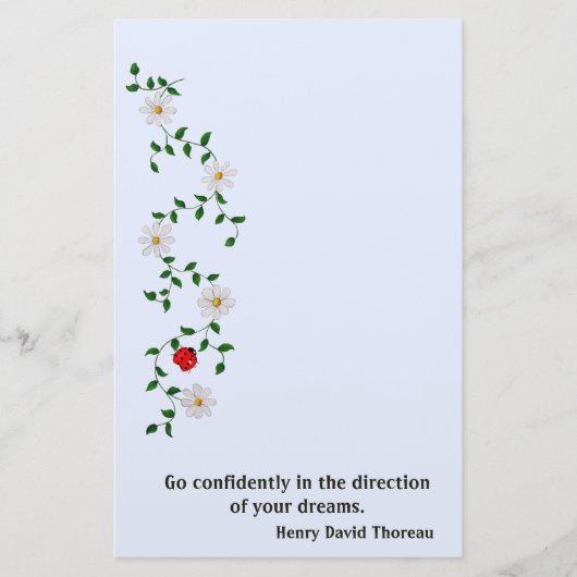 Red Ladybug, White Daisies, Förderung Briefpapier (Vorderseite)