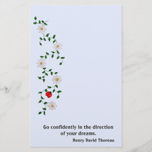 Red Ladybug, White Daisies, Förderung Briefpapier (Vorderseite)