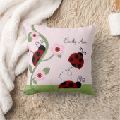 Red Ladybugs and Blume Personalisiert Kissen (Decke)