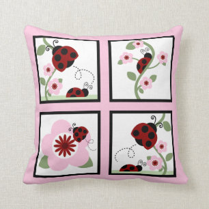 Red Ladybugs and Blume Personalisiert Kissen