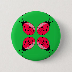 Red Ladybugs Button
